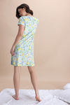 Zivame Citrus Summer Knit Poly Knee Length Nightdress With In Built Slip On Bra - Pale Blue — thumbnail 4